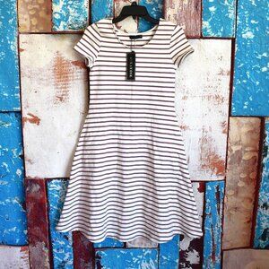 Women's Mikarose Anthropologie Jenny Dress Soft XSMALL Purple Stripe NEW